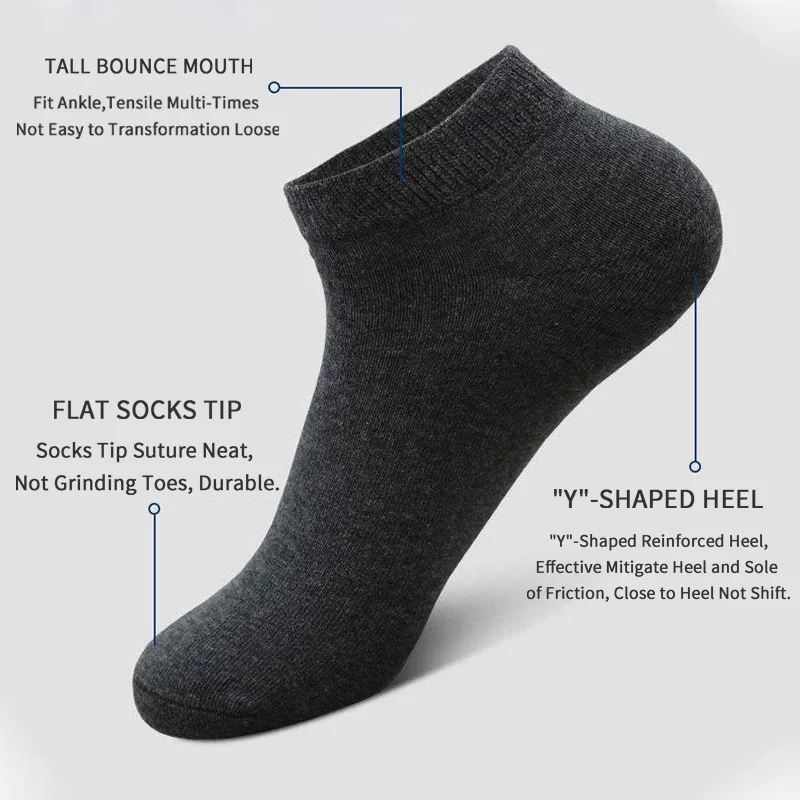 5 Pairs Unisex Casual Plain Co - No Show Sock Women avaliação e preço