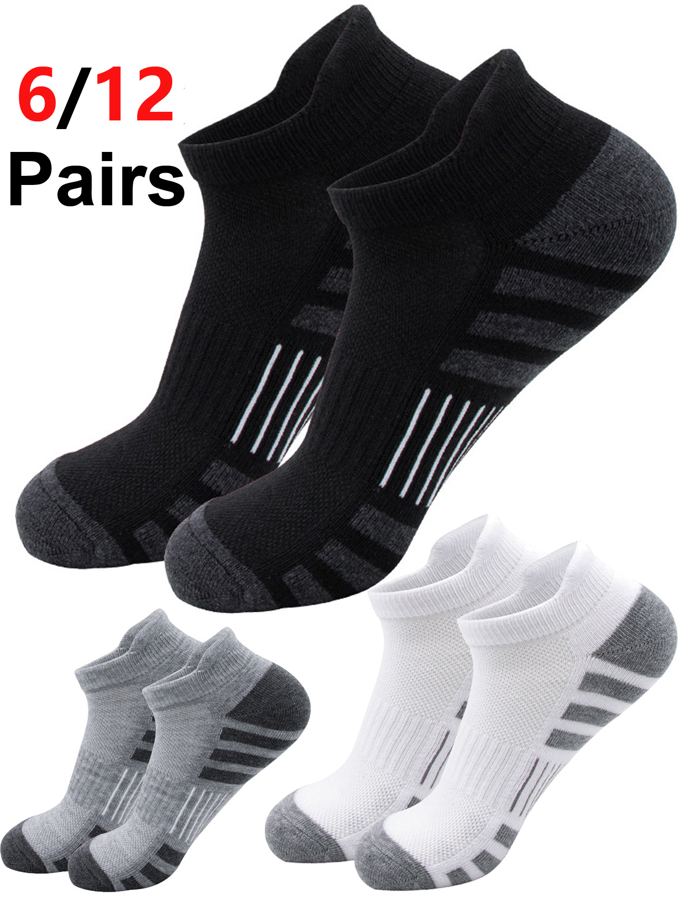 6/12Pairs Low Cut Ankle Athlet - Athletic Sock Cushion avaliação e preço