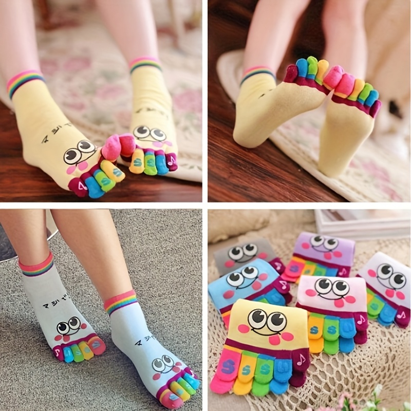 3pairs//Cartoon printed toe so - Toe Sock Split avaliação e preço