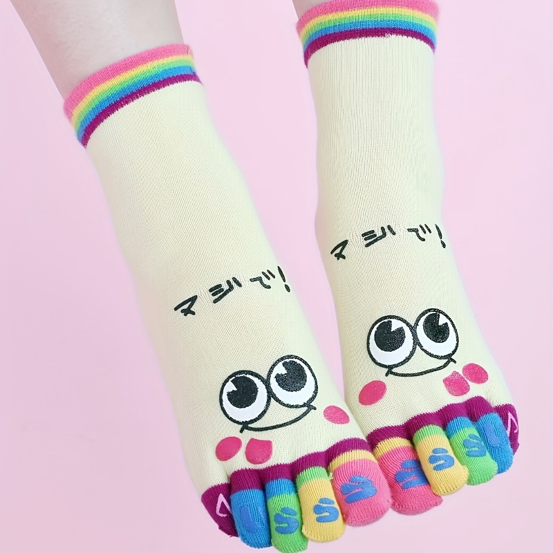 3pairs//Cartoon printed toe so - Toe Sock Split avaliação e preço