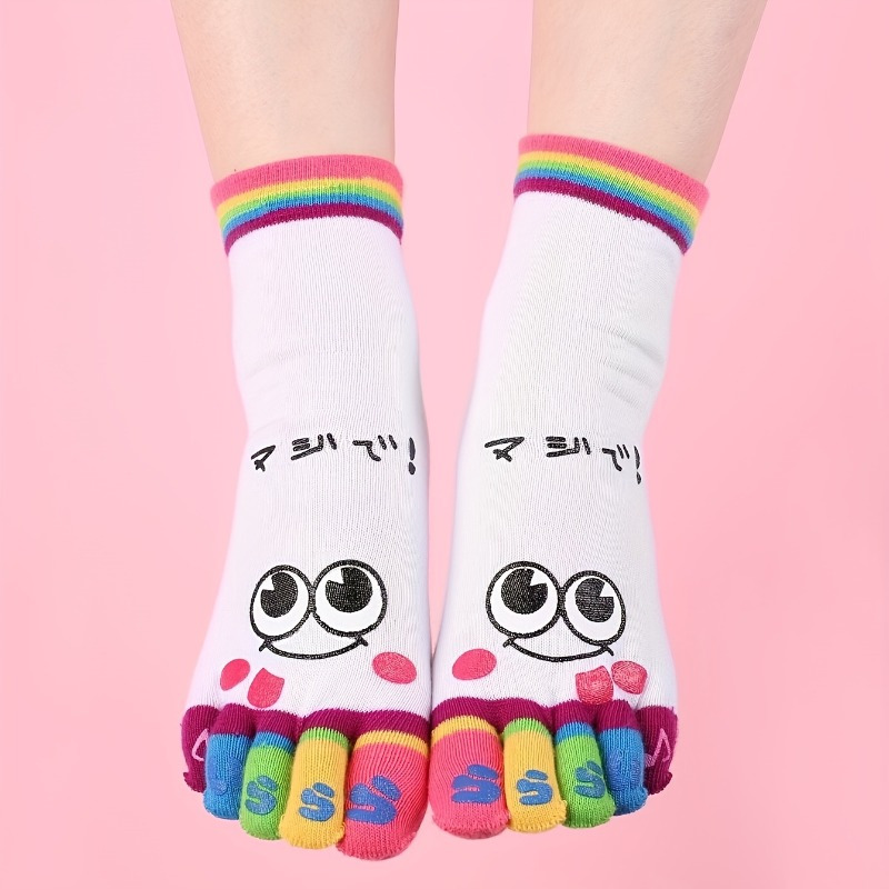 3pairs//Cartoon printed toe so - Toe Sock Split avaliação e preço