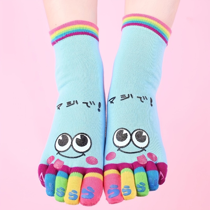 3pairs//Cartoon printed toe so - Toe Sock Split avaliação e preço