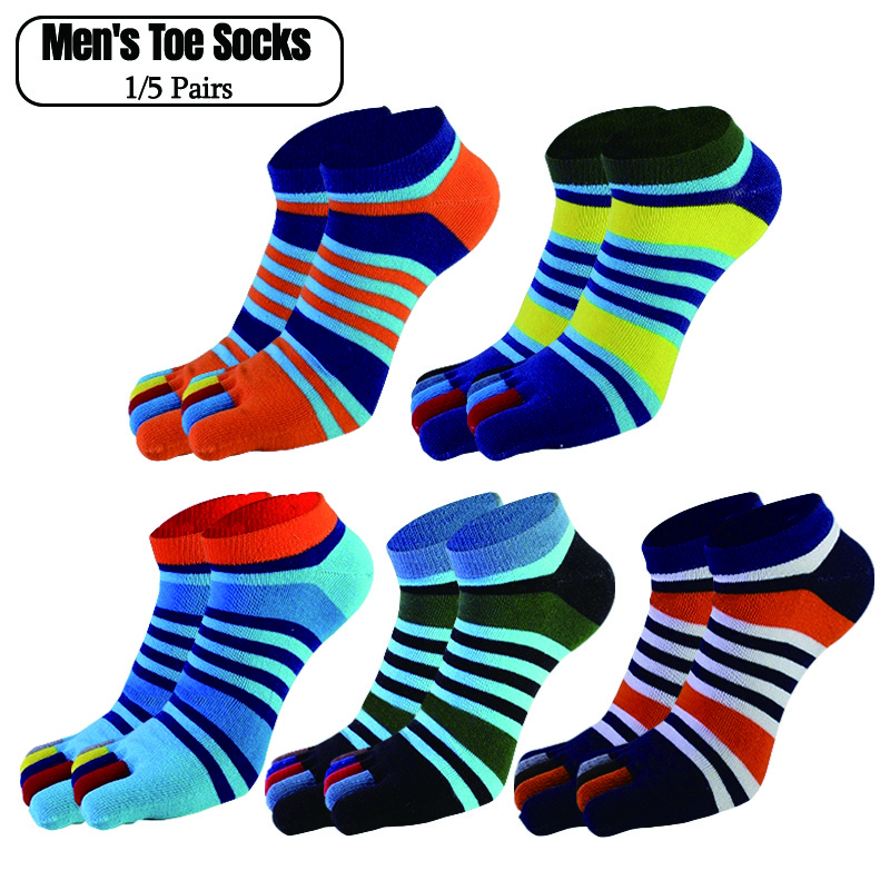 1/5 Pairs Men's Cotton Five Fi - Ankle Sock Low Cut avaliação e preço