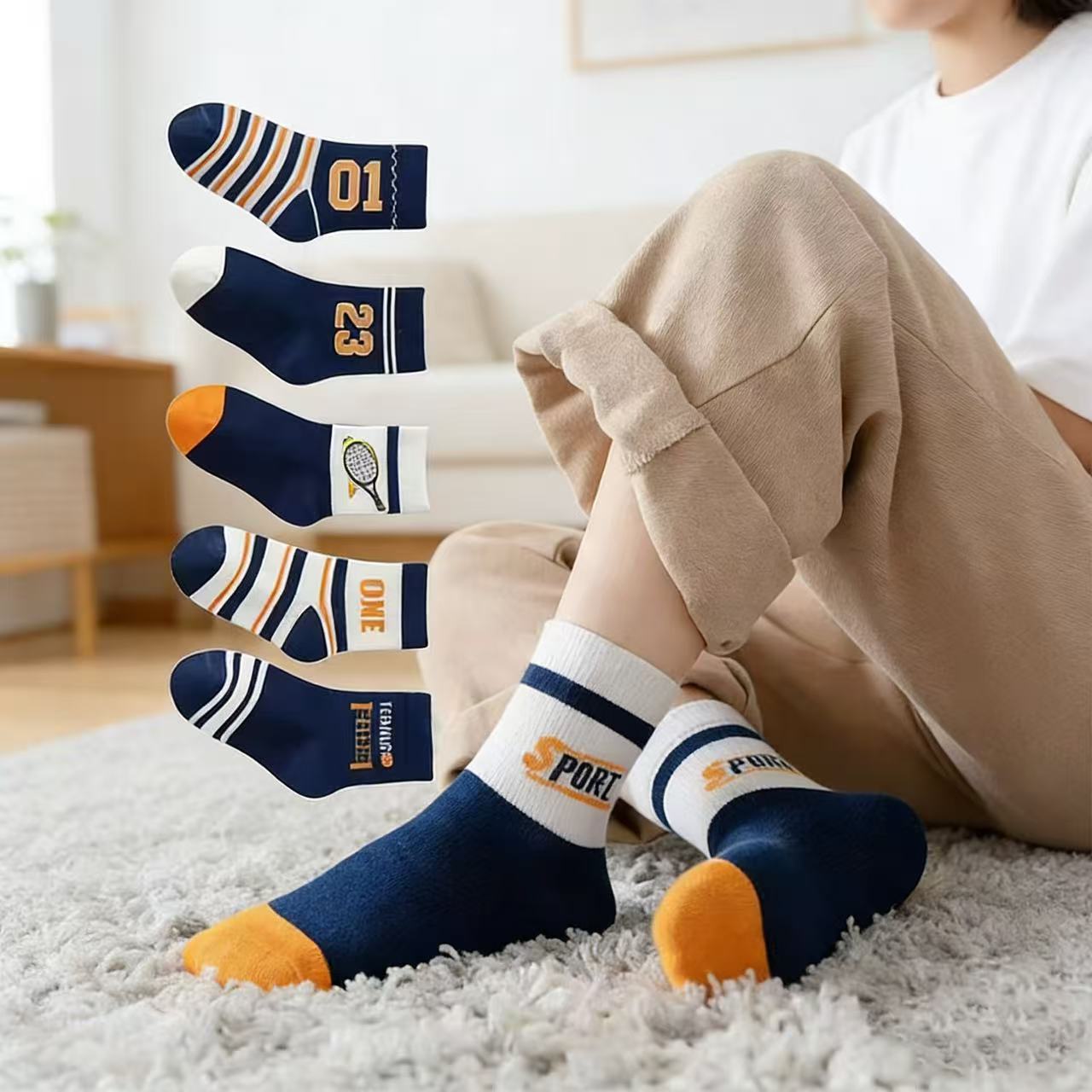 Children's Socks 5-Pack – Boys - Cotton Crew Sock Pack avaliação e preço