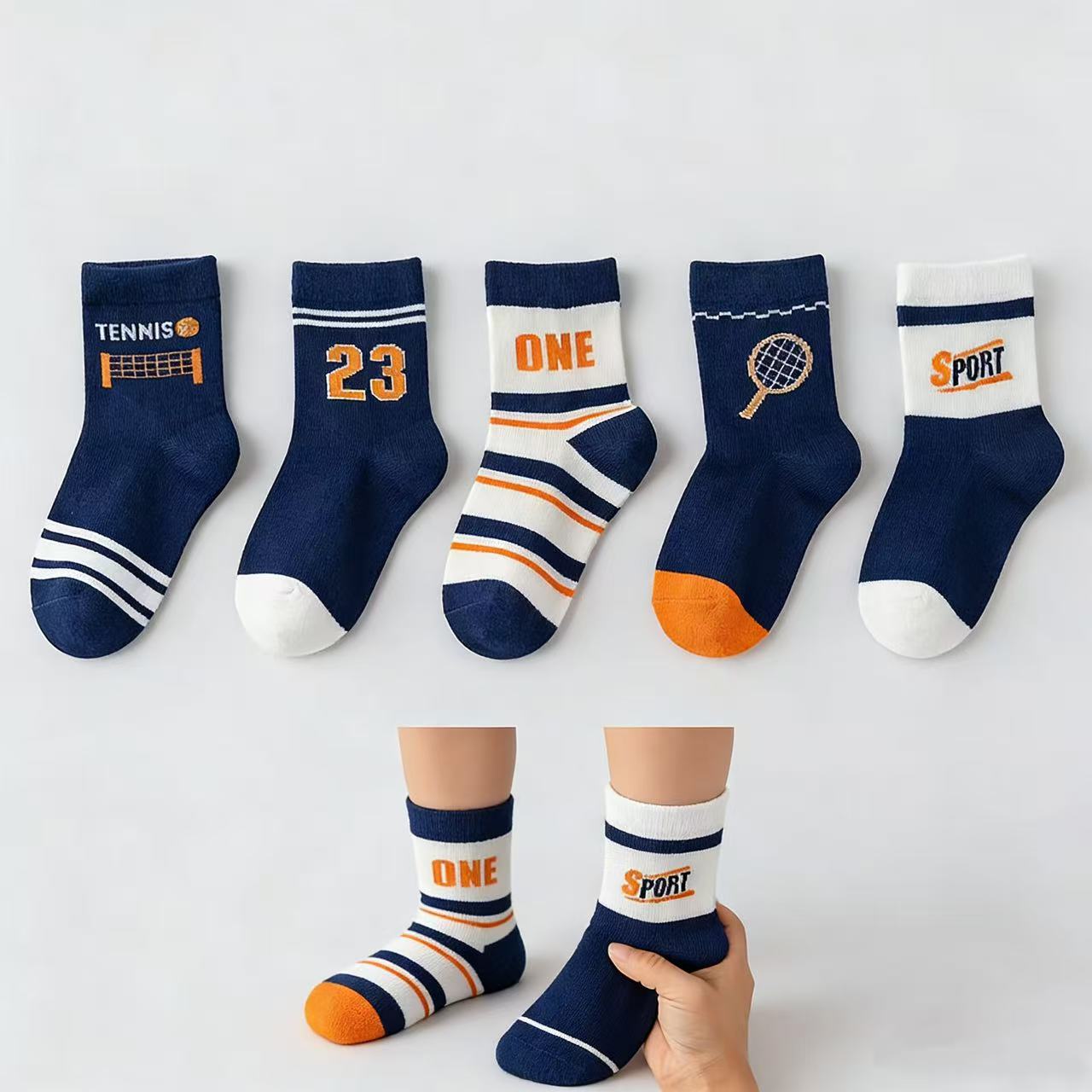 Children's Socks 5-Pack – Boys - Cotton Crew Sock Pack avaliação e preço