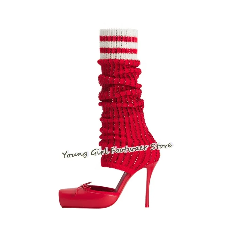 Shoe Cut Stiletto Heels Red Ba - Knee High Sock Women avaliação e preço