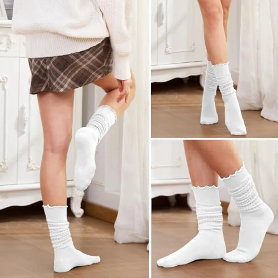 Women's Ruffle Slouchy Socks 3 - Boot Sock Slouchy avaliação e preço