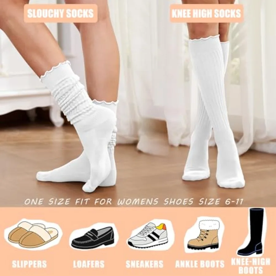 Women's Ruffle Slouchy Socks 3 - Boot Sock Slouchy avaliação e preço