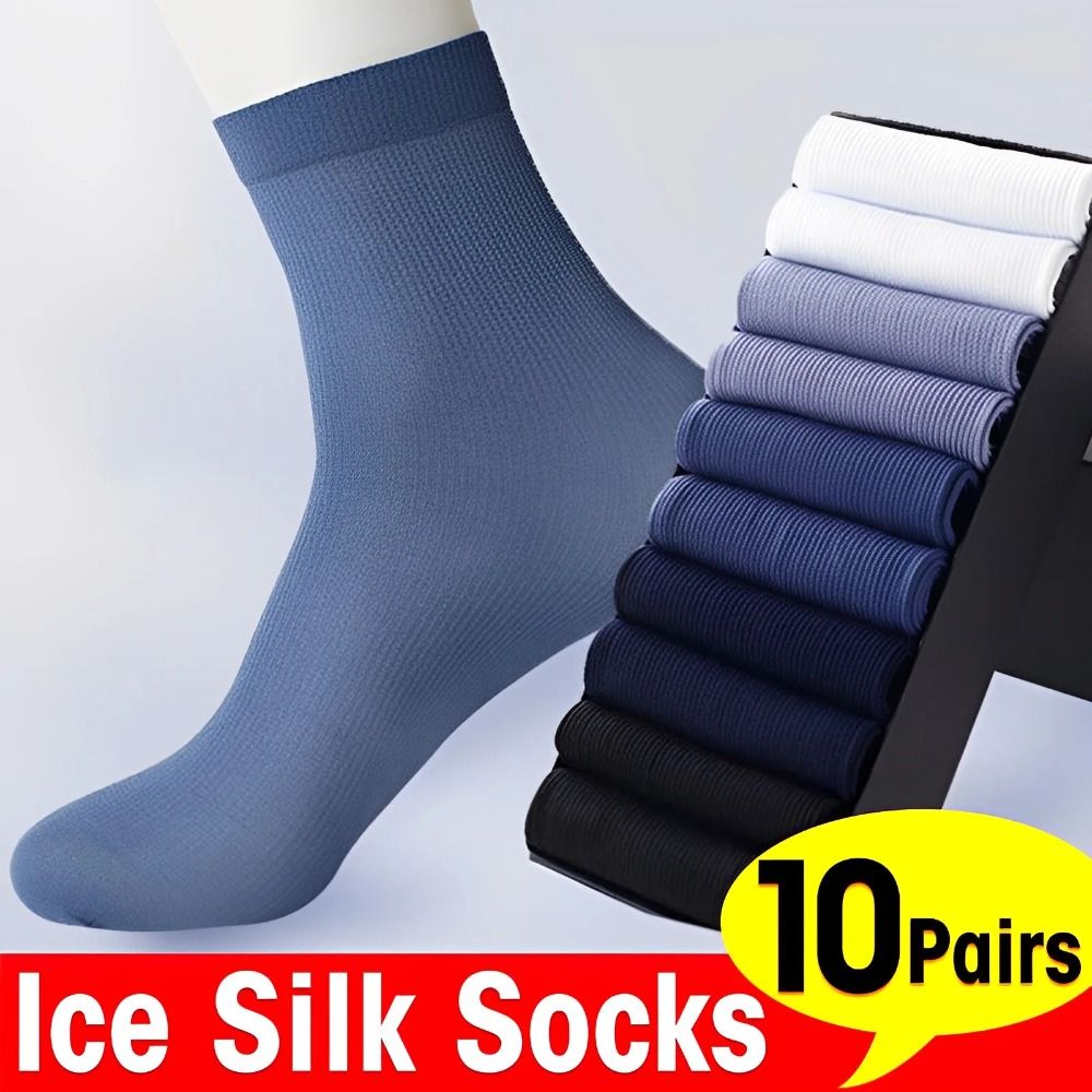 10pairs Men Ice Silk Socks Sum - Silk Sock Bamboo avaliação e preço
