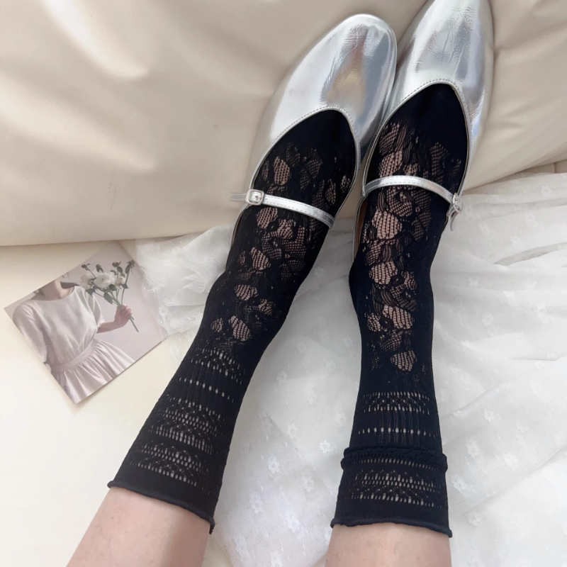 New Black Jacquard Tabi Socks  - Toe Sock Split avaliação e preço